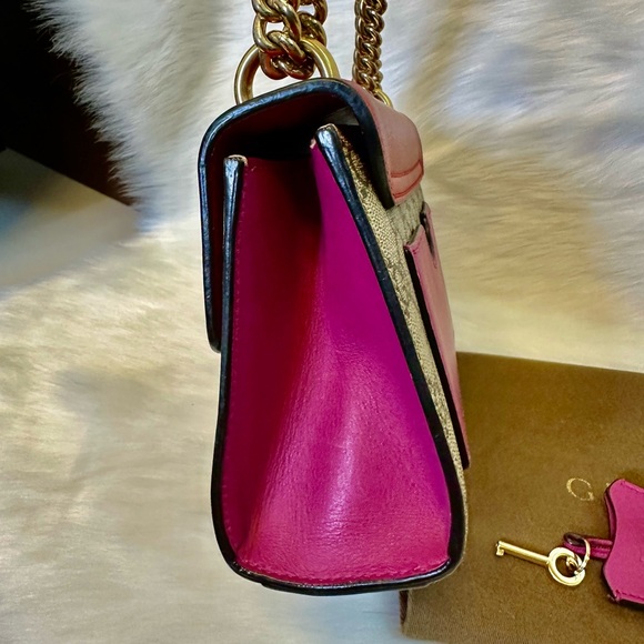 Gucci Red Pink and Gold Chain Shoulder Bag - Picture 7 of 14